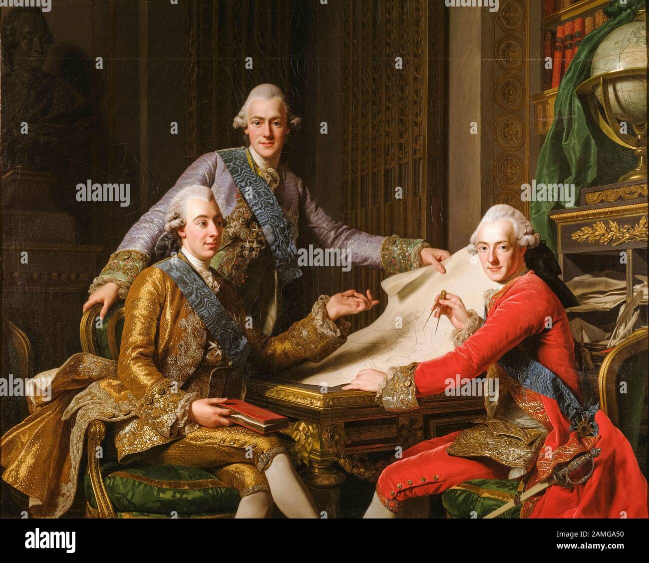 Alexander Roslin, re Gustav III di Svezia (1746-1792), e i suoi Fratelli, ritratto, 1771 Foto Stock