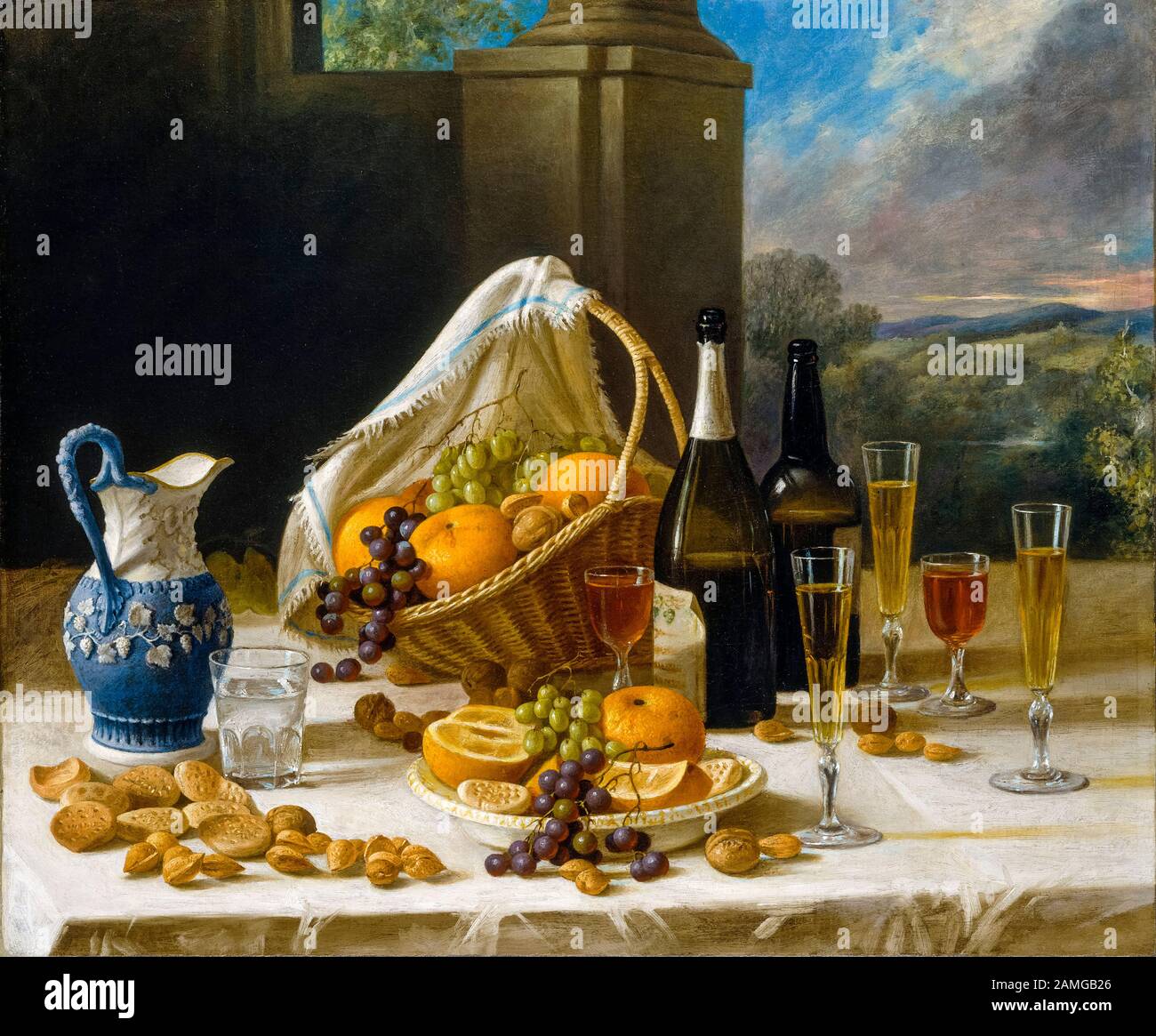 John F Francis, Luncheon Still Life, pittura, circa 1860 Foto Stock