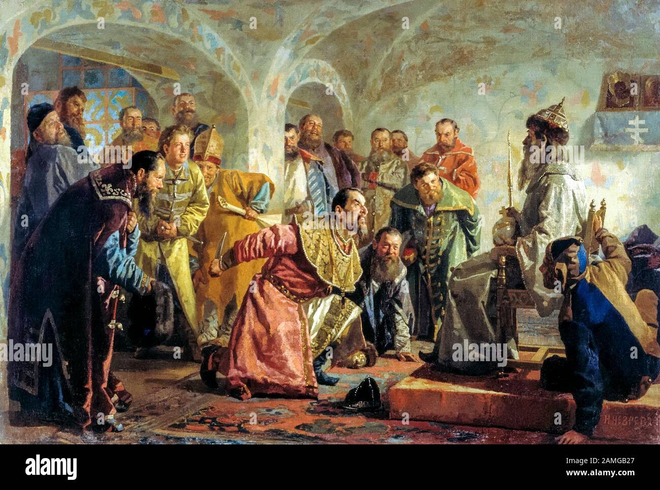 Nikolai Nevrev, Oprichniki, (Oprichnina), Pittura, 1870-1879 Foto Stock