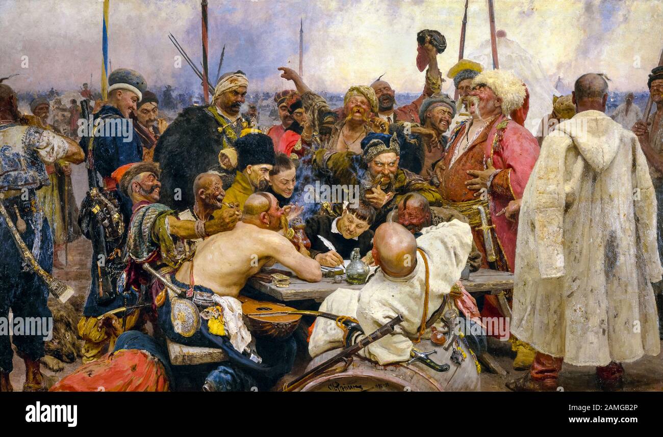 Ilya Repin, Reply of the Zaporozhian cosacchi, pittura, 1878-1891 Foto Stock