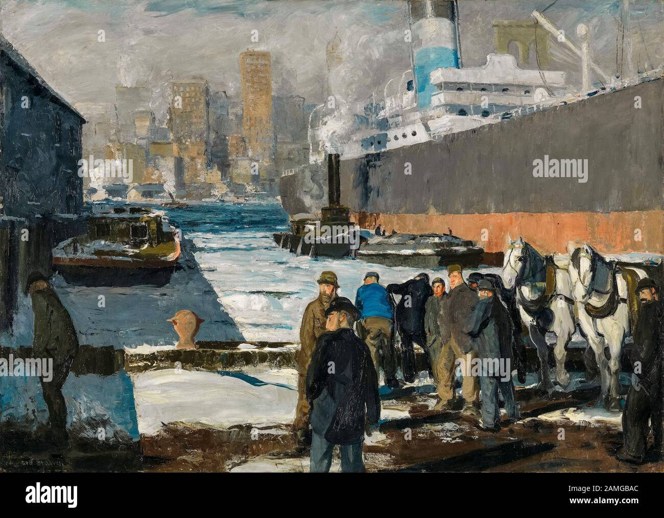 George Bellows, uomini dei Docks, pittura, 1912 Foto Stock