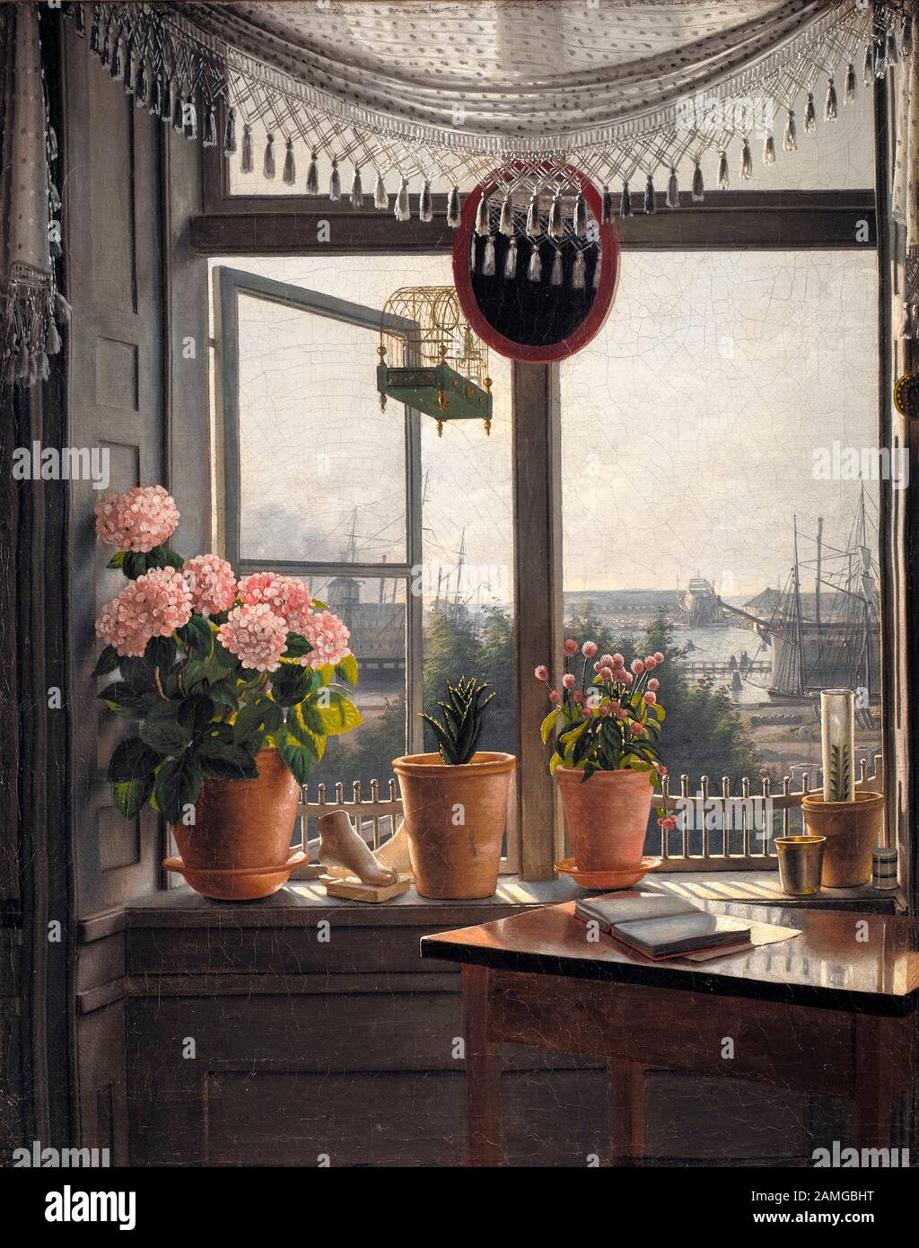 Martinus Rørbye, Vista dalla finestra dell'artista, pittura, circa 1825 Foto Stock