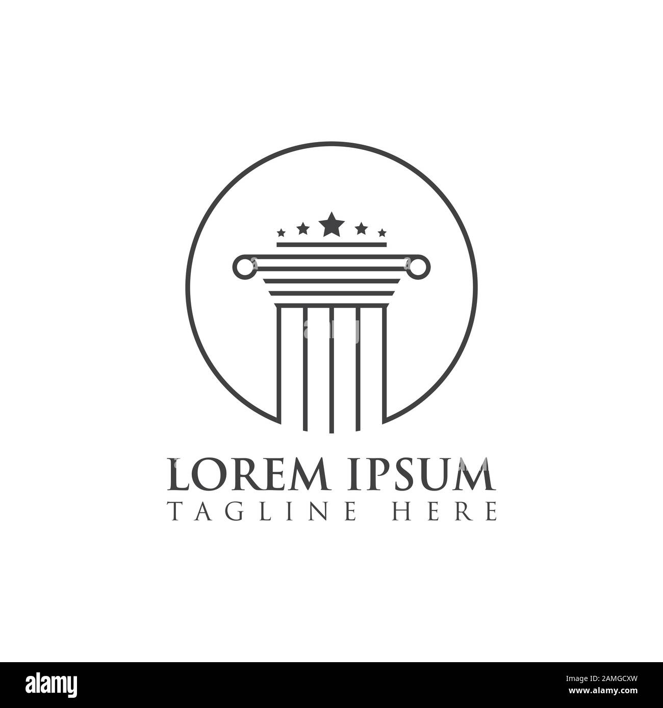 Modello Vettoriale Di Disegno Di Marchio Dell'Avvocato E Dello Studio Legale Illustrazione Vettoriale