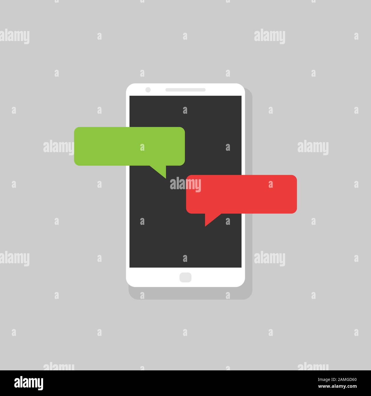 Smartphone con bolle vocali rosse e verdi Illustrazione Vettoriale