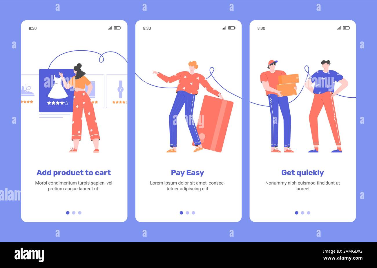 Shopping conveniente. Integrazione delle applicazioni mobili Illustrazione Vettoriale