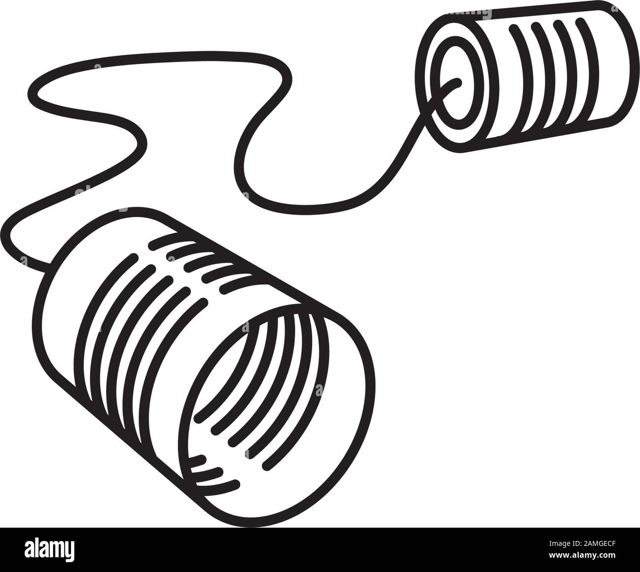 Icona del telefono Tin CAN. Simbolo vettoriale di comunicazione e tecnologia retrò. Illustrazione Vettoriale