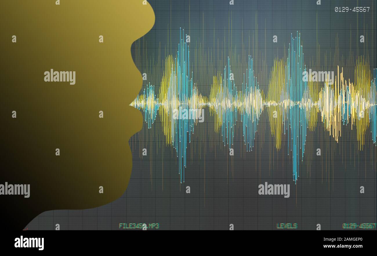 persona che parla, esempio del concetto di riconoscimento vocale Foto Stock