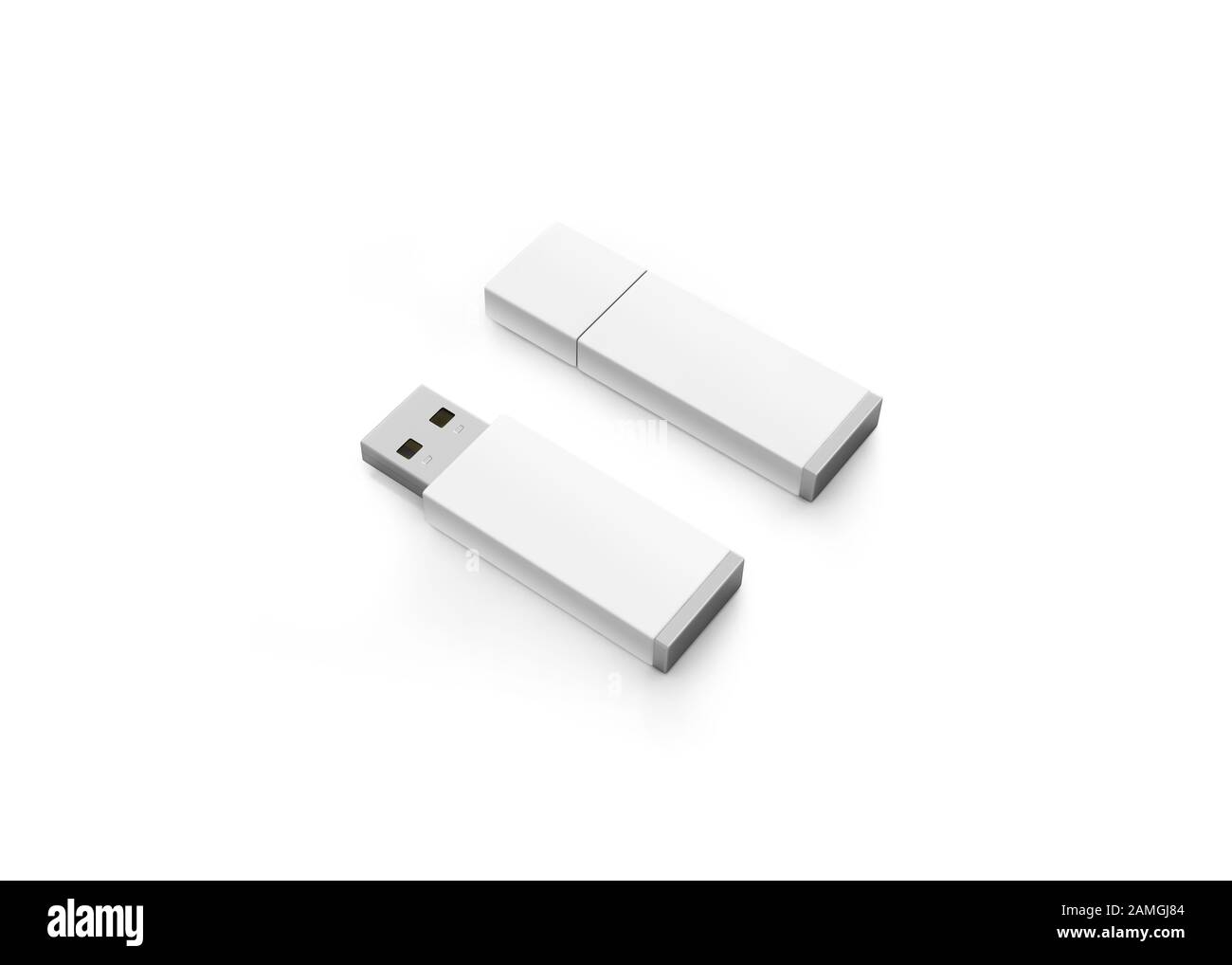 Design dell'unità usb bianca vuota in mock-up, rendering 3d Foto Stock