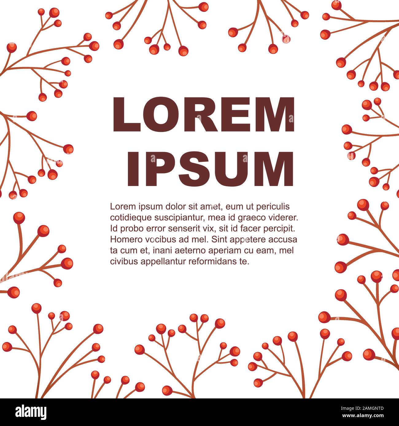 Modello di bacche di ribes rosso sul ramo senza foglie piatto vettore illustrazione su sfondo bianco pubblicità flyer design. Illustrazione Vettoriale