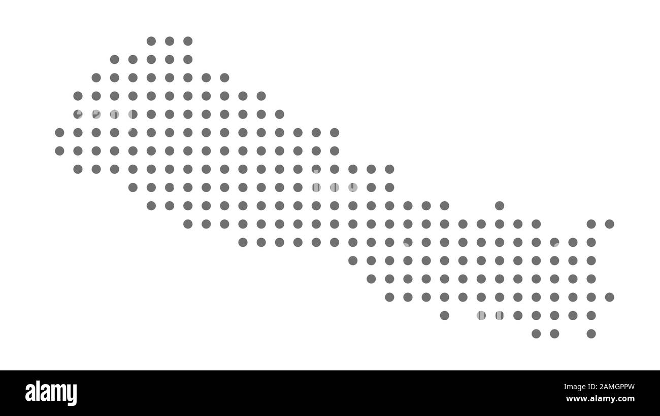 Mappa Nepal punteggiata, punto grigio su sfondo bianco. Illustrazione vettoriale per disegno di fotoricettore o opuscoli di carta da parati poster di metraggio banner di brochure. Illustrazione Vettoriale