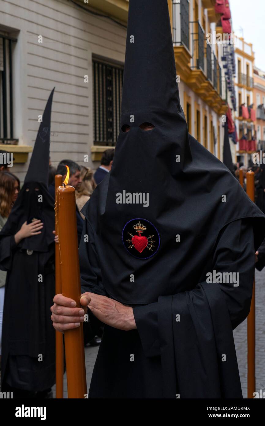 Semana santa , sfilata religiosa di Pasqua a Siviglia, Andalusia, spagna Foto Stock