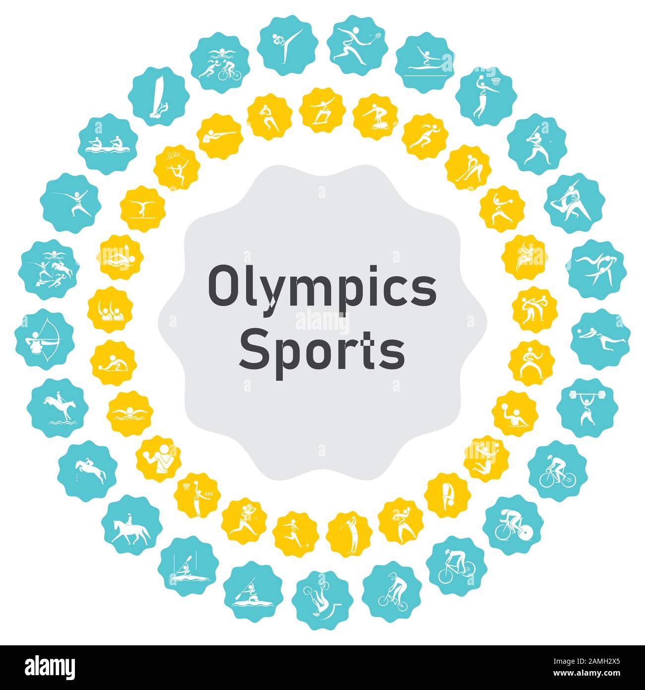 Estate Olympic sport icone set design. Vettore pittogramma per web, stampa e altri progetti. Illustrazione Vettoriale