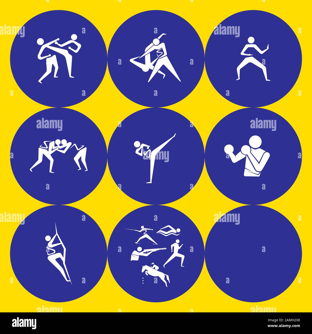 Estate Olympic sport icone set design. Vettore pittogramma per web, stampa e altri progetti. Illustrazione Vettoriale