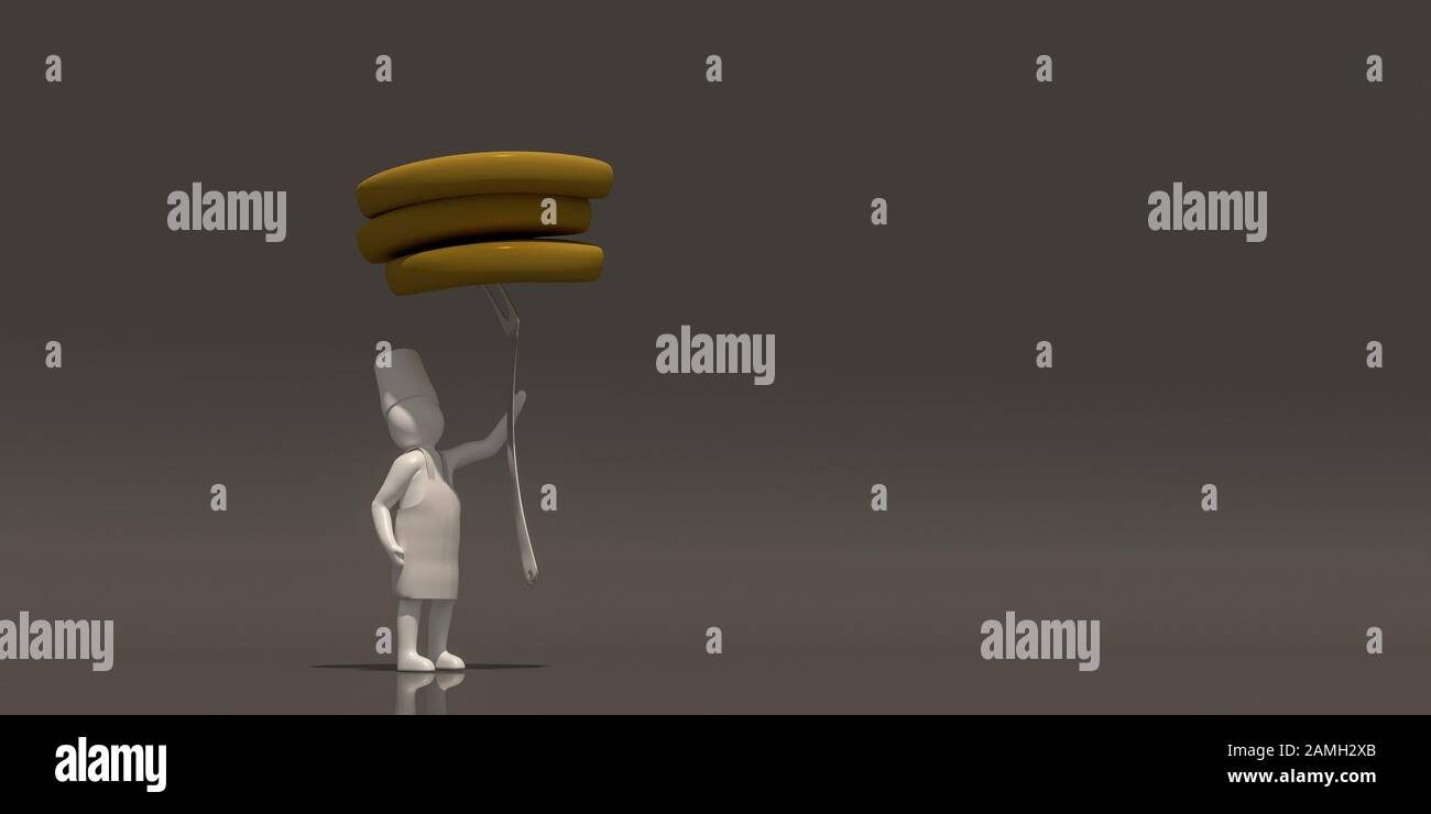 3d illustratore gruppo di carriera chef simboli su uno sfondo grigio, 3d rendering della cucina. Include un percorso di selezione. Foto Stock