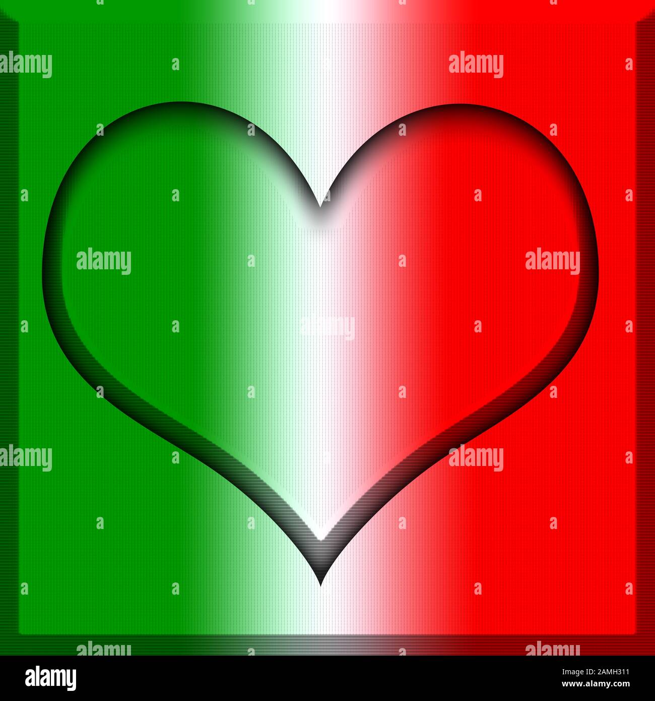 Cuore con i colori della bandiera italiana Foto Stock