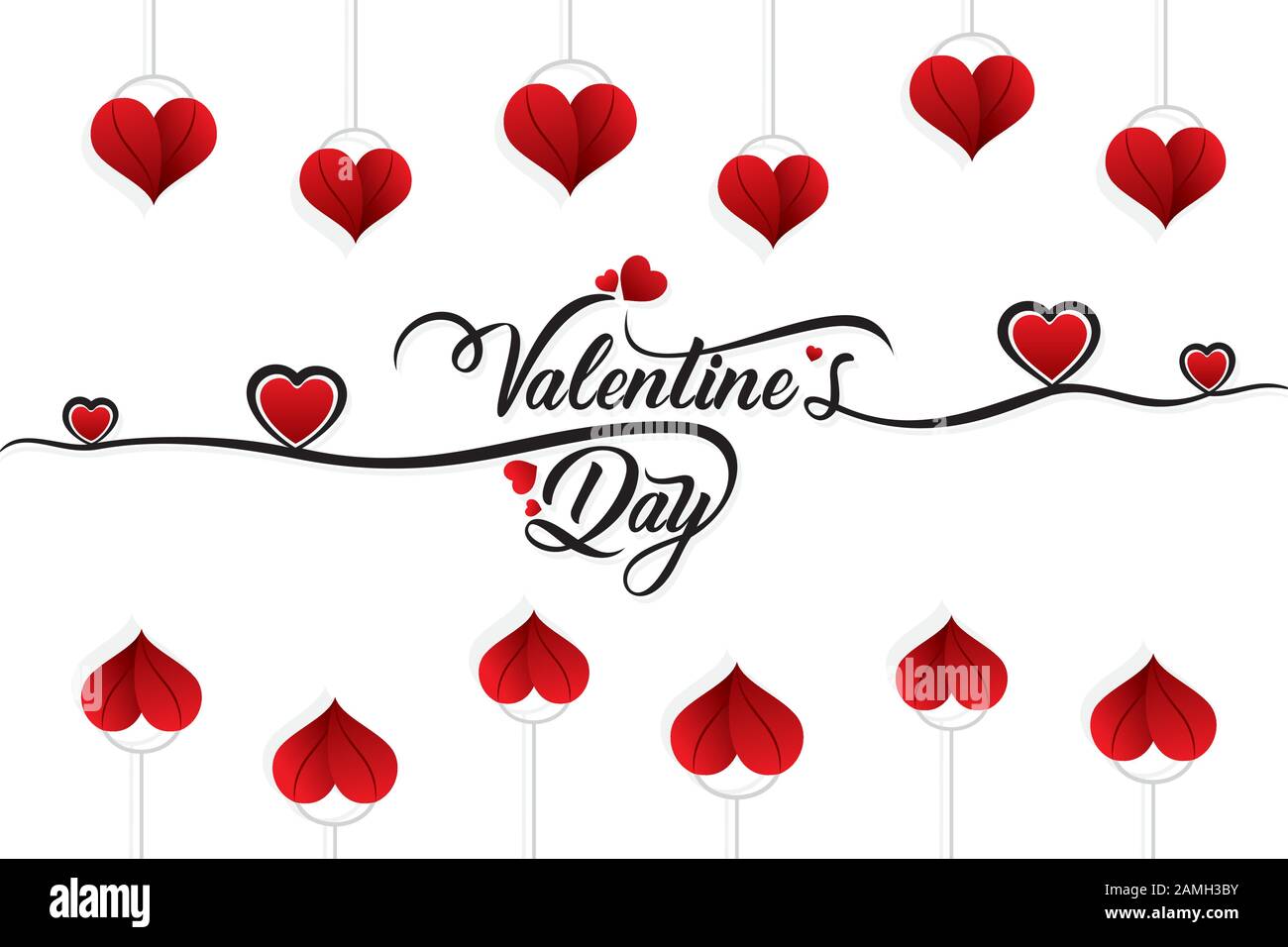 Happy Valentines Day tipografia poster design, cuore rosso sfondo Vector Illustration Illustrazione Vettoriale