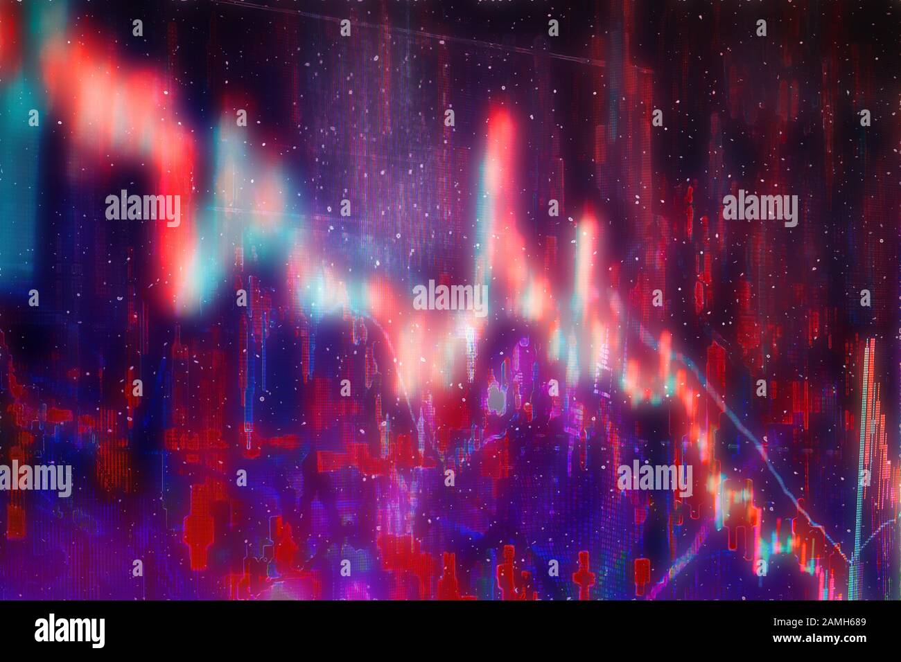 Un'immagine astratta di sfondo del grafico finanziario di tendenza al ribasso. Foto Stock