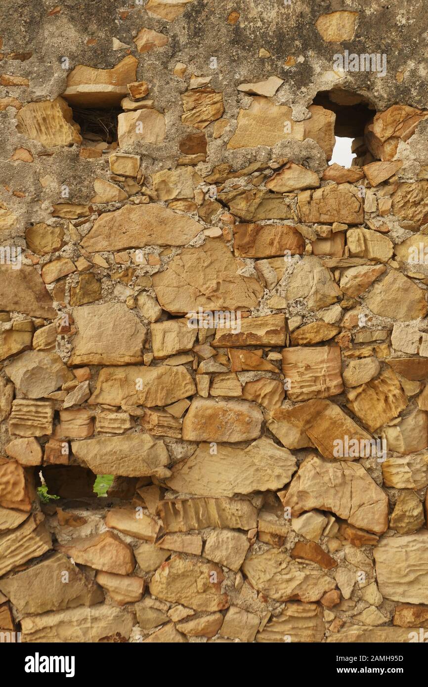 Le pareti di resti di un antico fortilizio in Spagna. Foto Stock