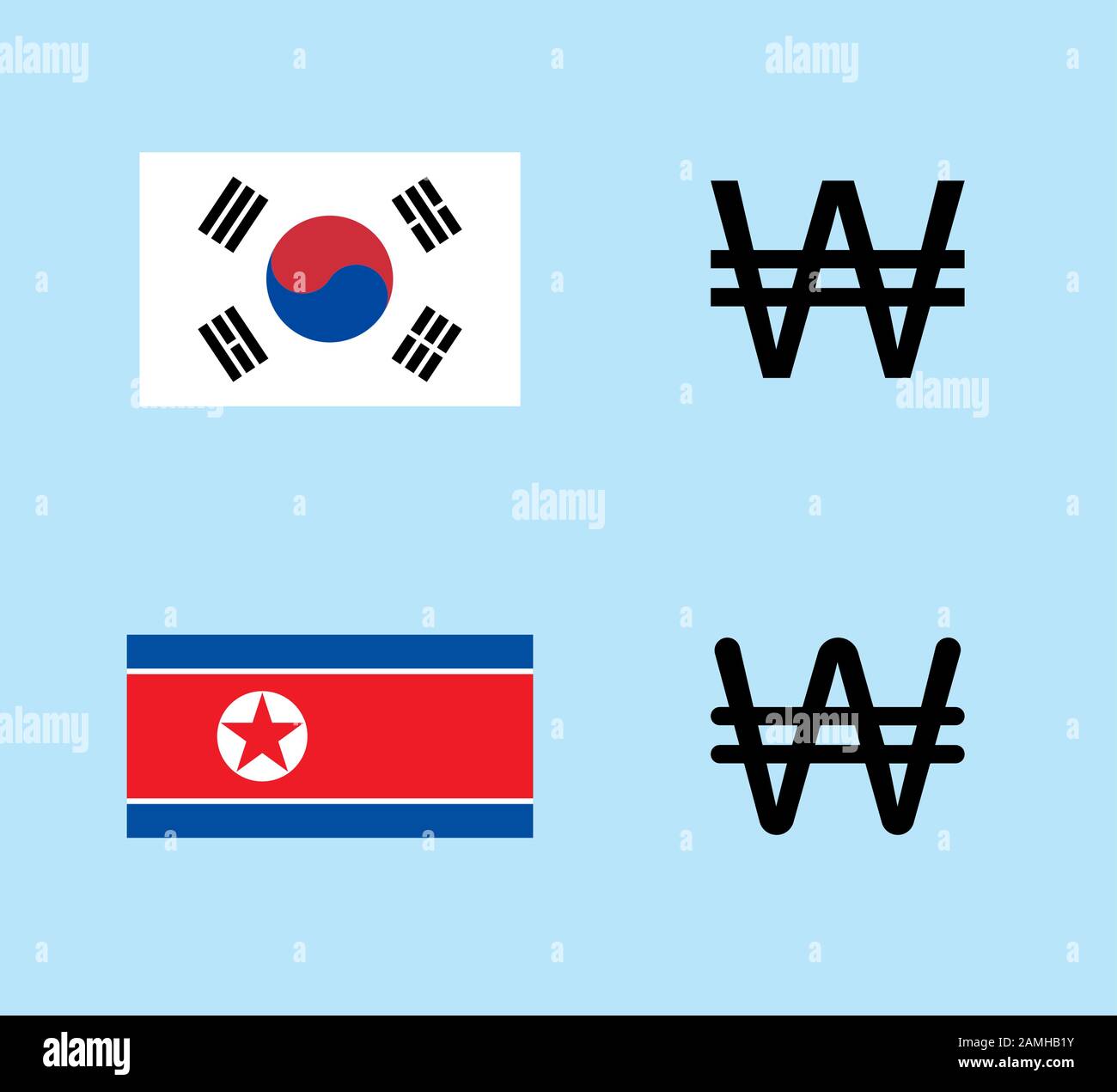Sud, Corea del Nord ha vinto, icona della bandiera. Illustrazione del vettore. Illustrazione Vettoriale