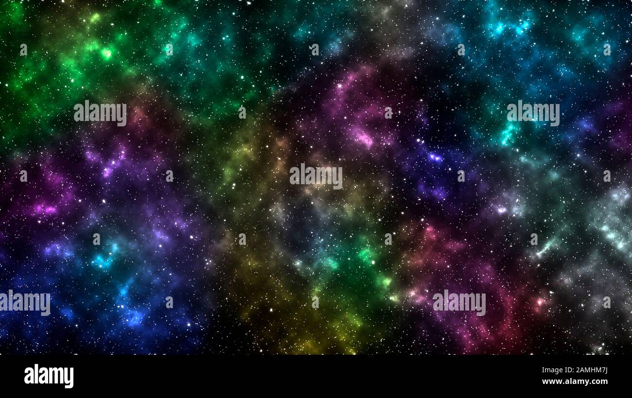 Bella costellazione colorata sullo spazio profondo. Sfondo campo stella. Concetto cosmico interstellare Foto Stock