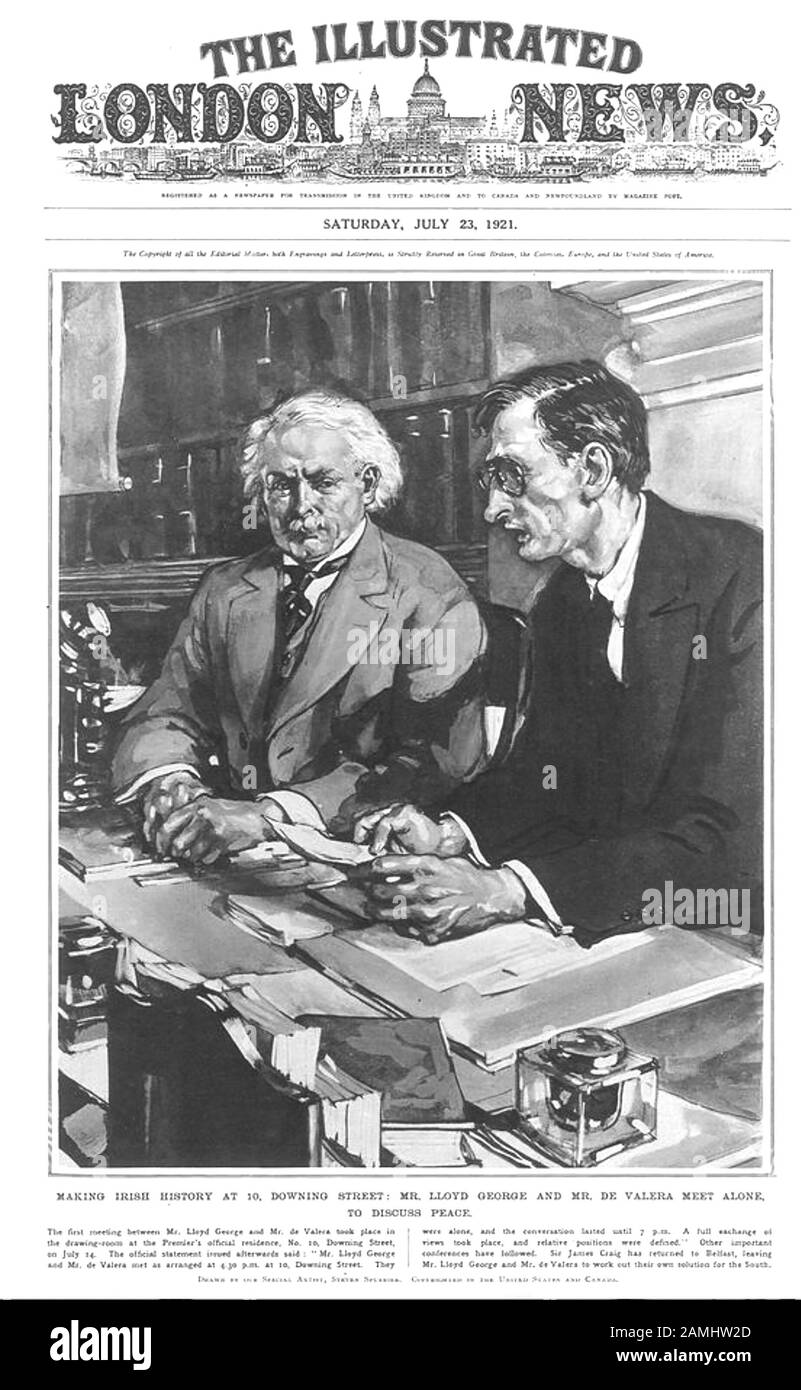 TRATTATO anglo-IRLANDESE David Lloyd George a sinistra e Éamon de Valera nel luglio 1921 Foto Stock