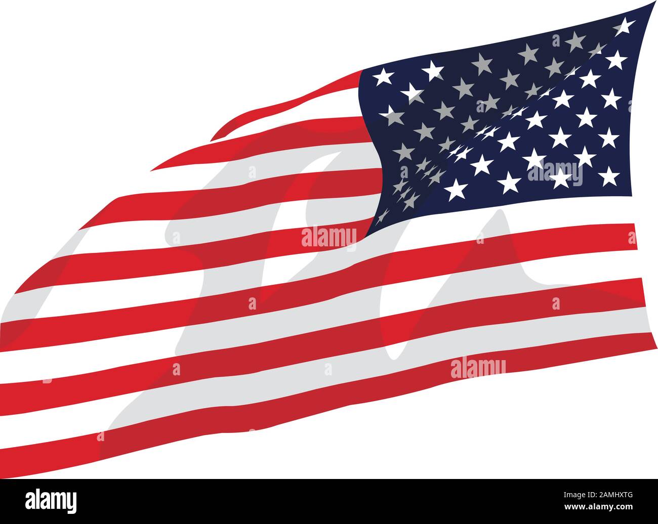 USA, USA, USA, waving flag vettore realistico Illustrazione Vettoriale