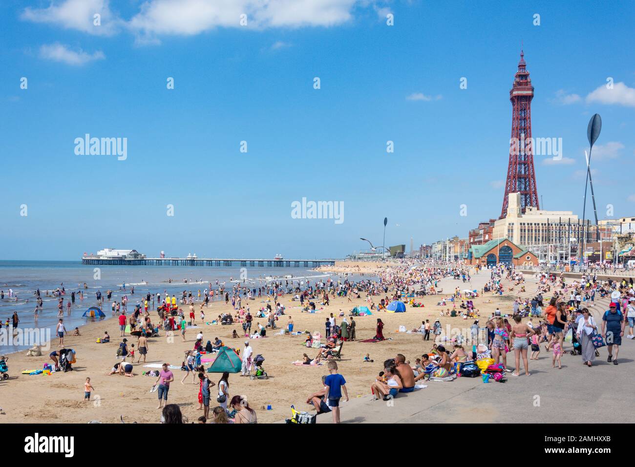 Blackpool Beach, Blackpool, Lancashire, Inghilterra, Regno Unito Foto Stock