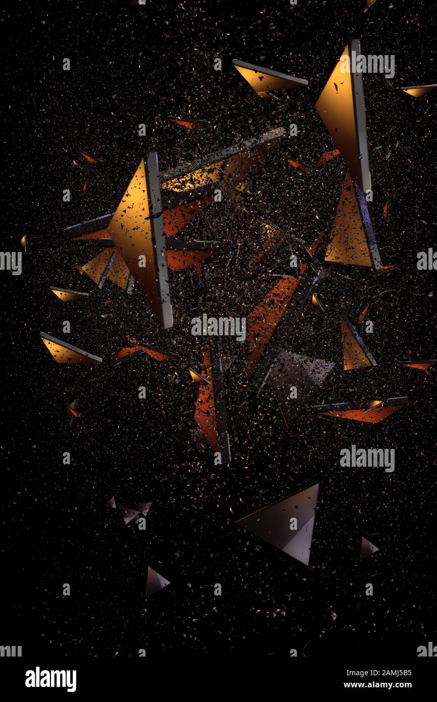 Sfondo futuristico astratto con particelle triangolari. rendering 3d Foto Stock