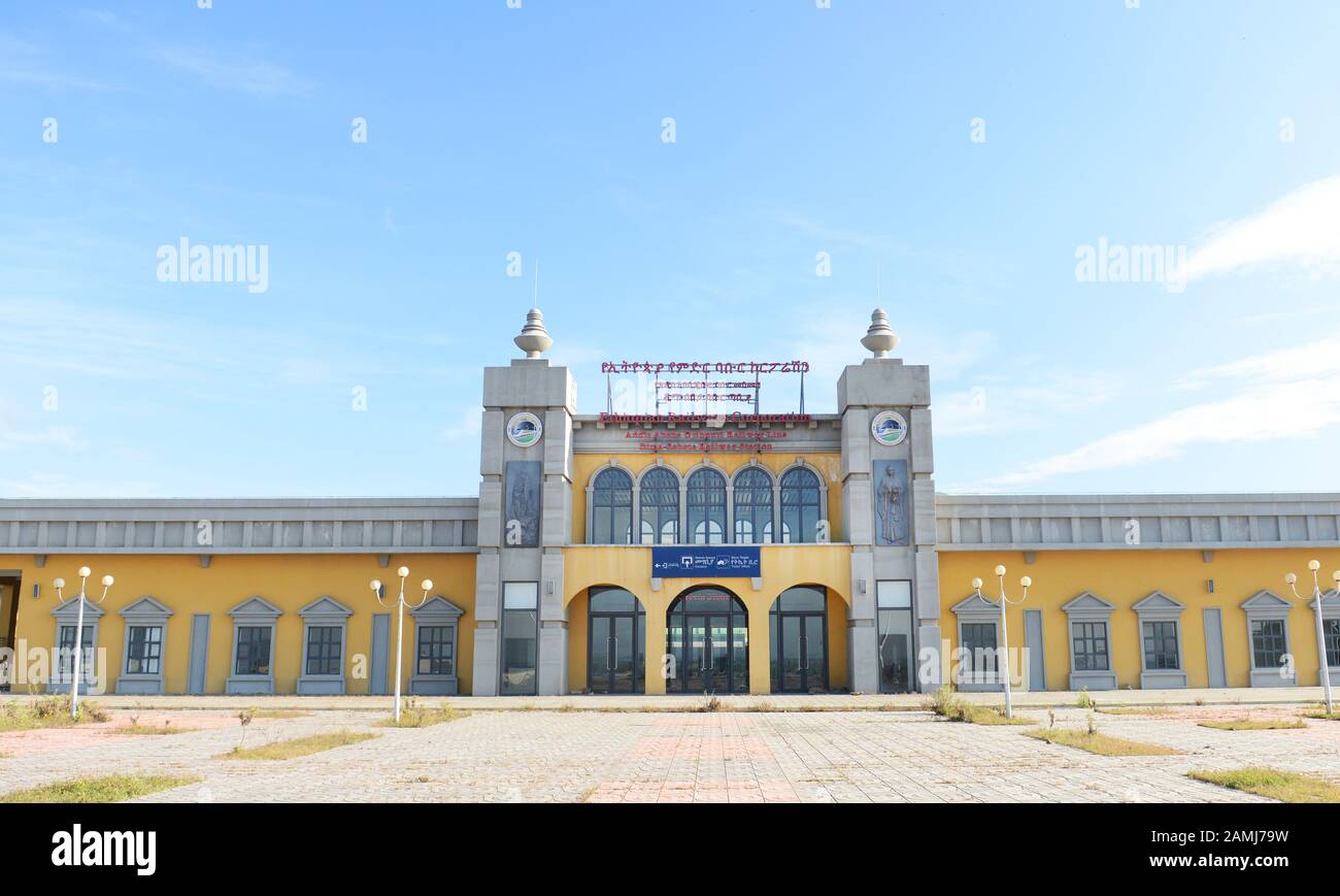 La stazione ferroviaria di Addis Abeba-Gibuti vicino al centro di Addis. Foto Stock