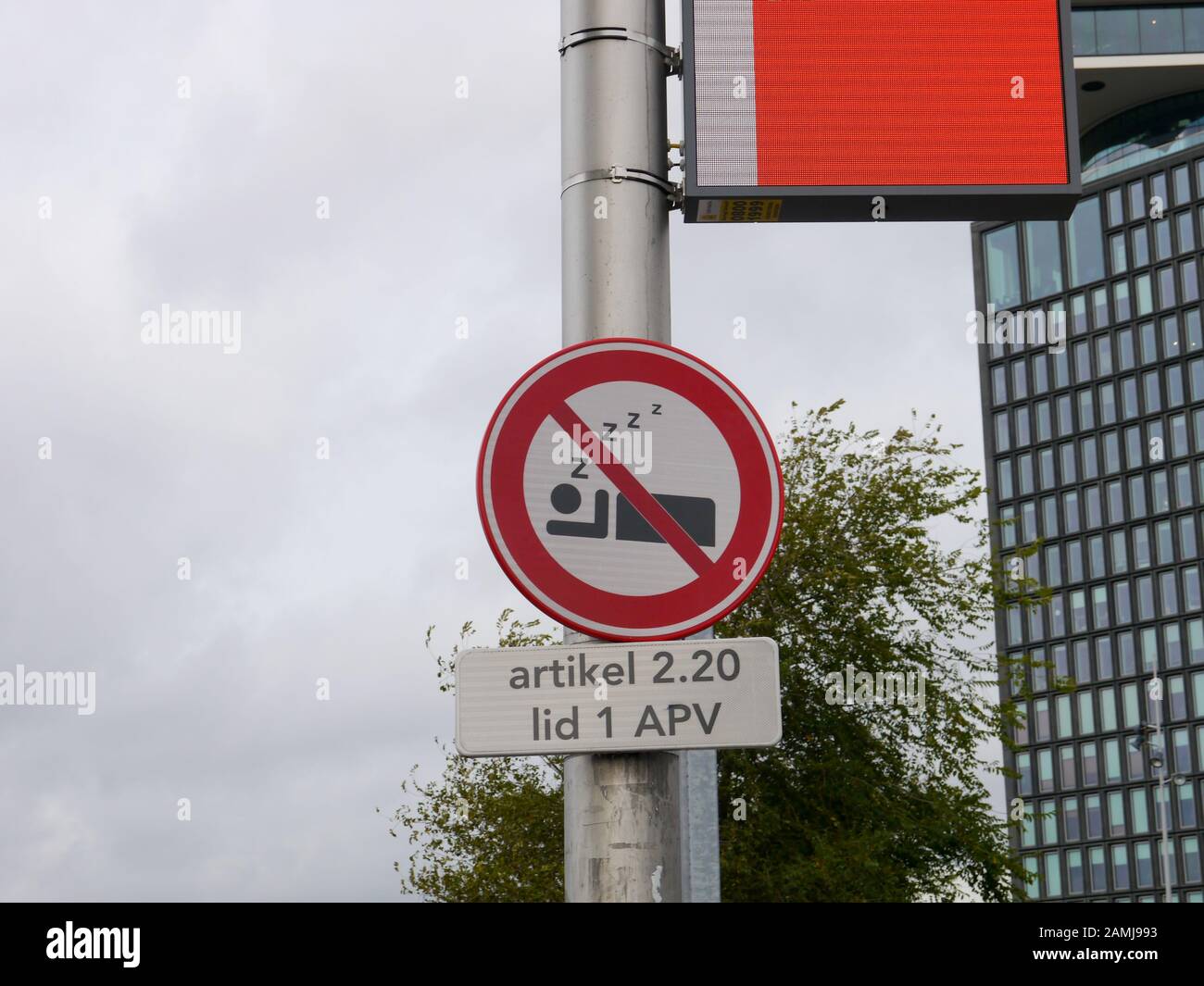 Un cartello che non dorme ad Amsterdam, Paesi Bassi Foto Stock