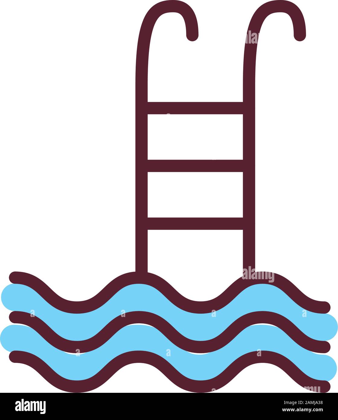 Piscina con scala icona isolato Illustrazione Vettoriale