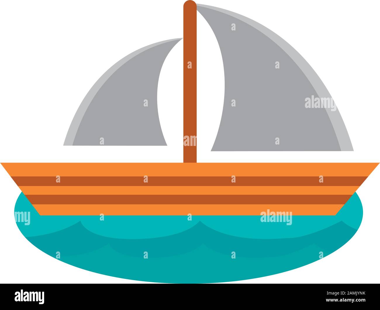 barca a vela icona di cartone animato nautico su sfondo bianco illustrazione vettoriale Illustrazione Vettoriale