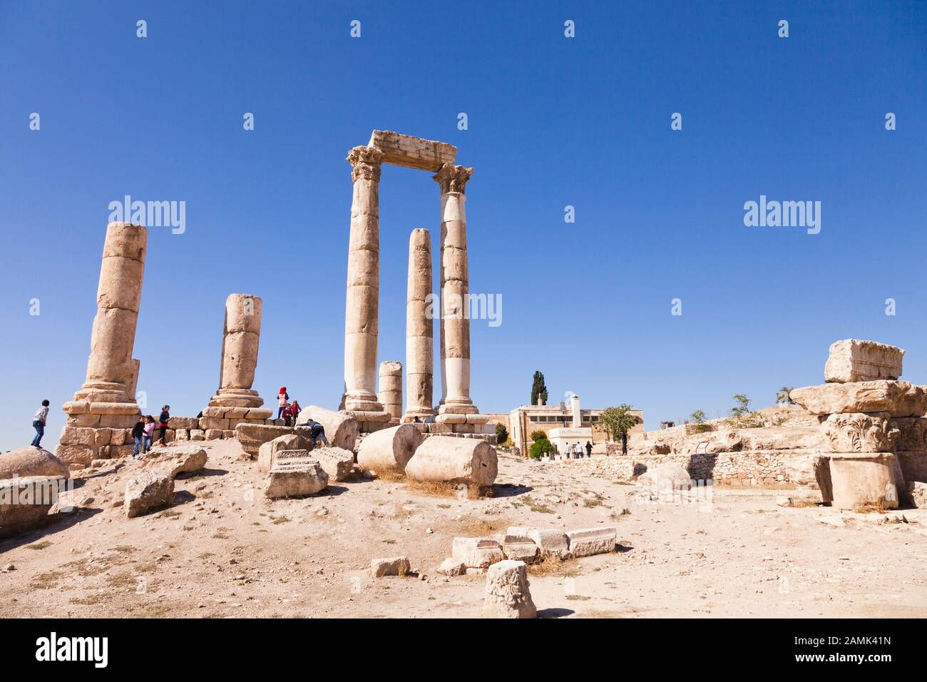 Tempio di Ercole presso la Cittadella, la cittadella di Amman, capitale, città di Amman, Giordania, Medio Oriente e Asia Foto Stock