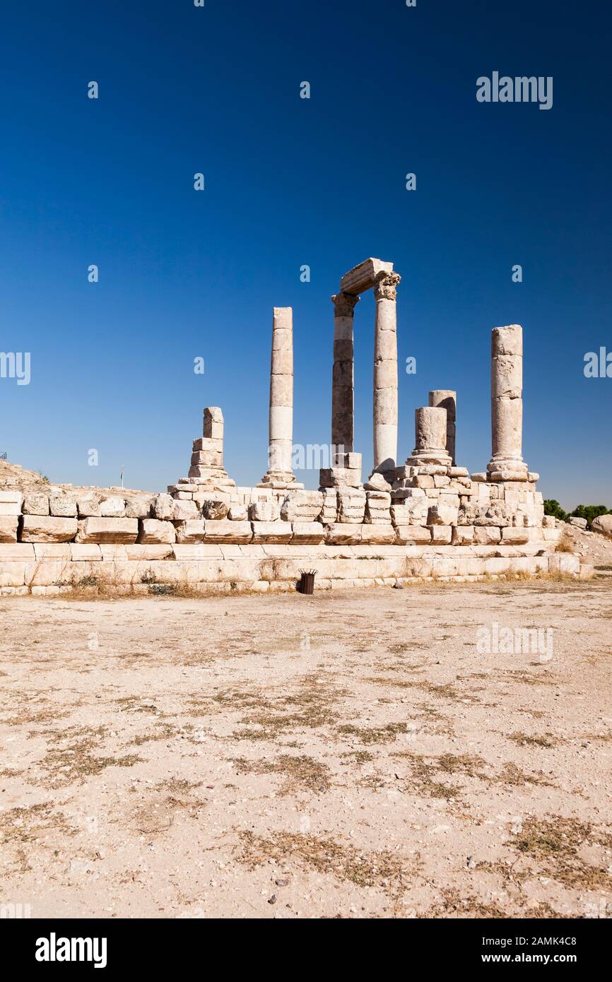 Tempio di Ercole presso la Cittadella, la cittadella di Amman, capitale, città di Amman, Giordania, Medio Oriente e Asia Foto Stock