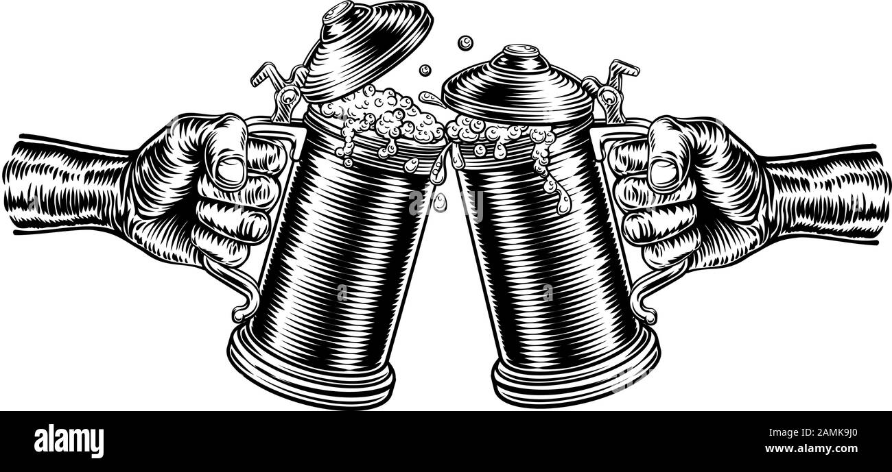 Birra Stein tedesco pinta di birra Oktoberfest il boccale tazze Illustrazione Vettoriale