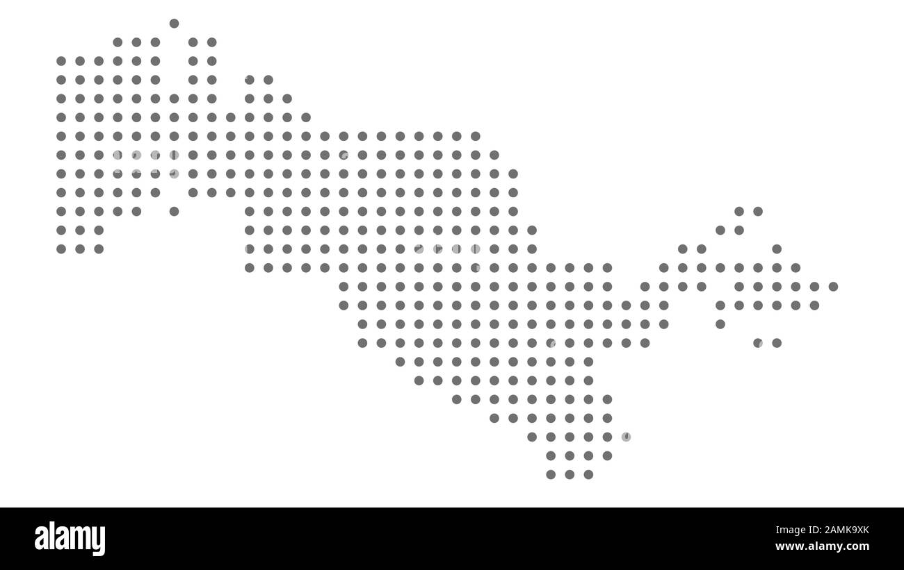 Mappa Uzbekistan punteggiata, punto grigio su sfondo bianco. Illustrazione vettoriale per disegno di fotoricettore o opuscoli di carta da parati poster di metraggio banner di brochure. Illustrazione Vettoriale