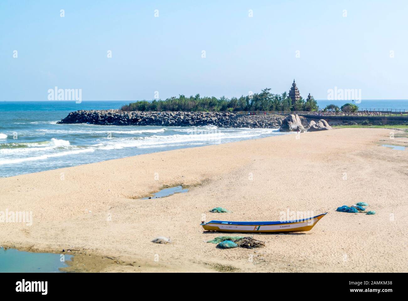 Mahabalipuram, tamil nadu/India-2019, januaru 3rd; tempio sulla spiaggia di Mahabalipuram Foto Stock