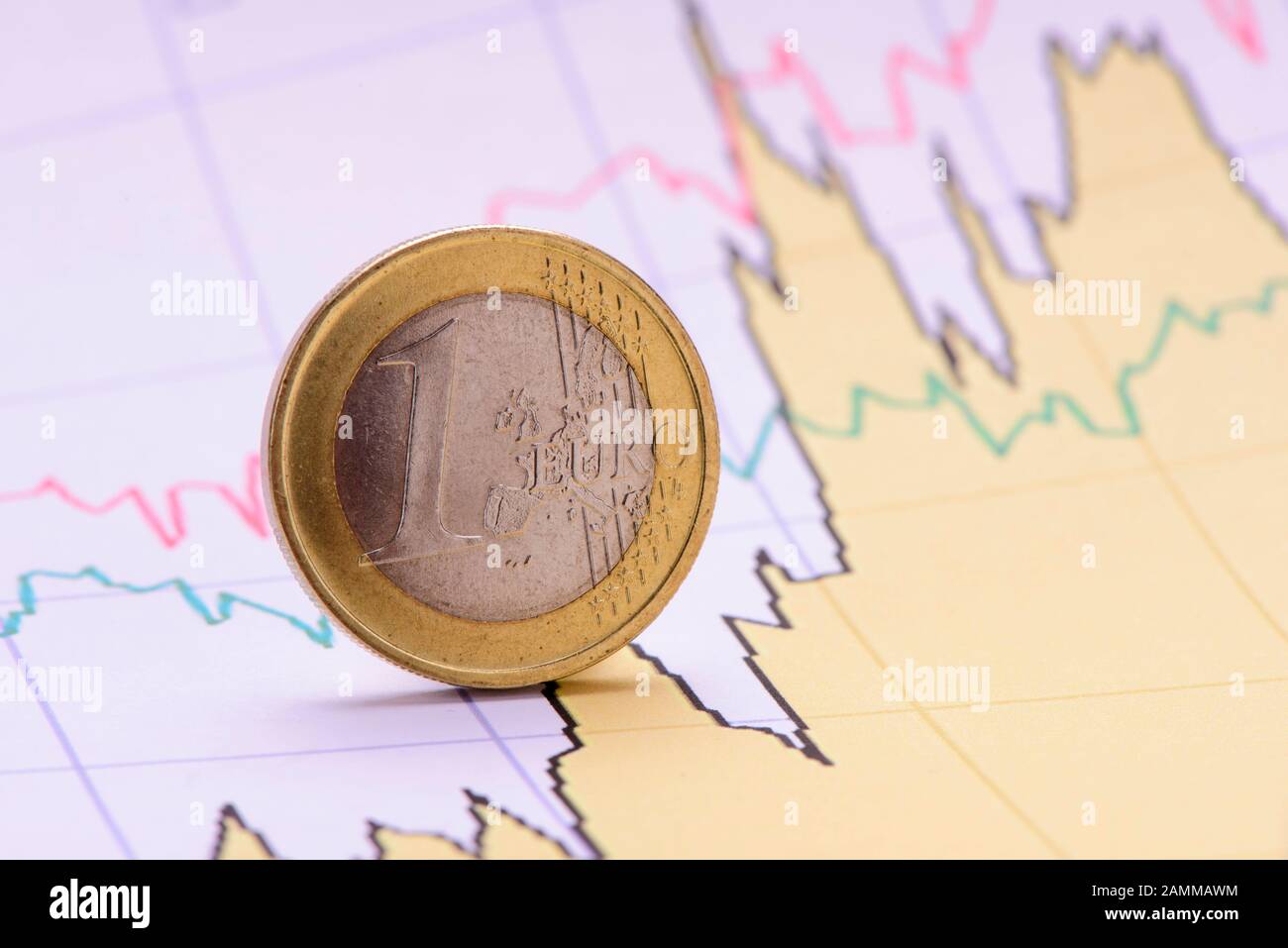 Euro COIN è sul tasso di cambio [traduzione automatizzata] Foto Stock