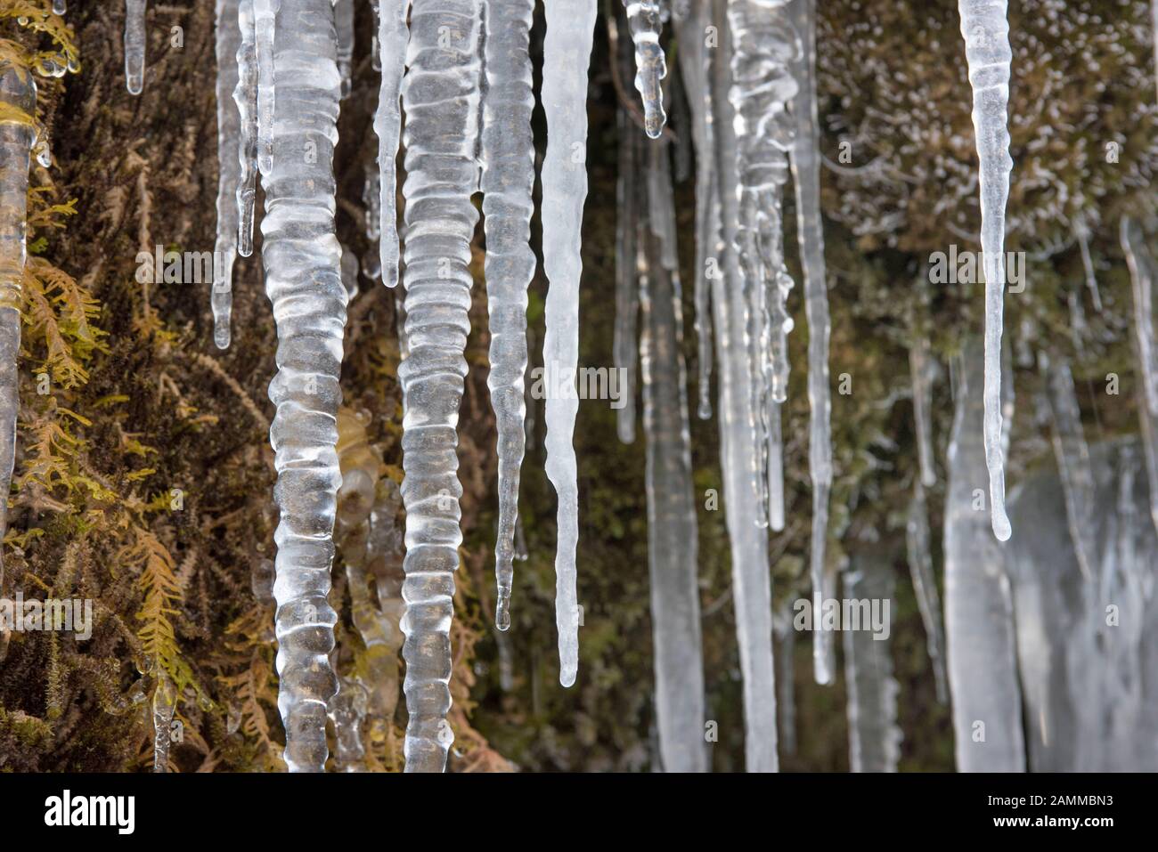 Ammer e Schleierfälle in inverno con ghiaccio e neve nel Allgäu [traduzione automatizzata] Foto Stock