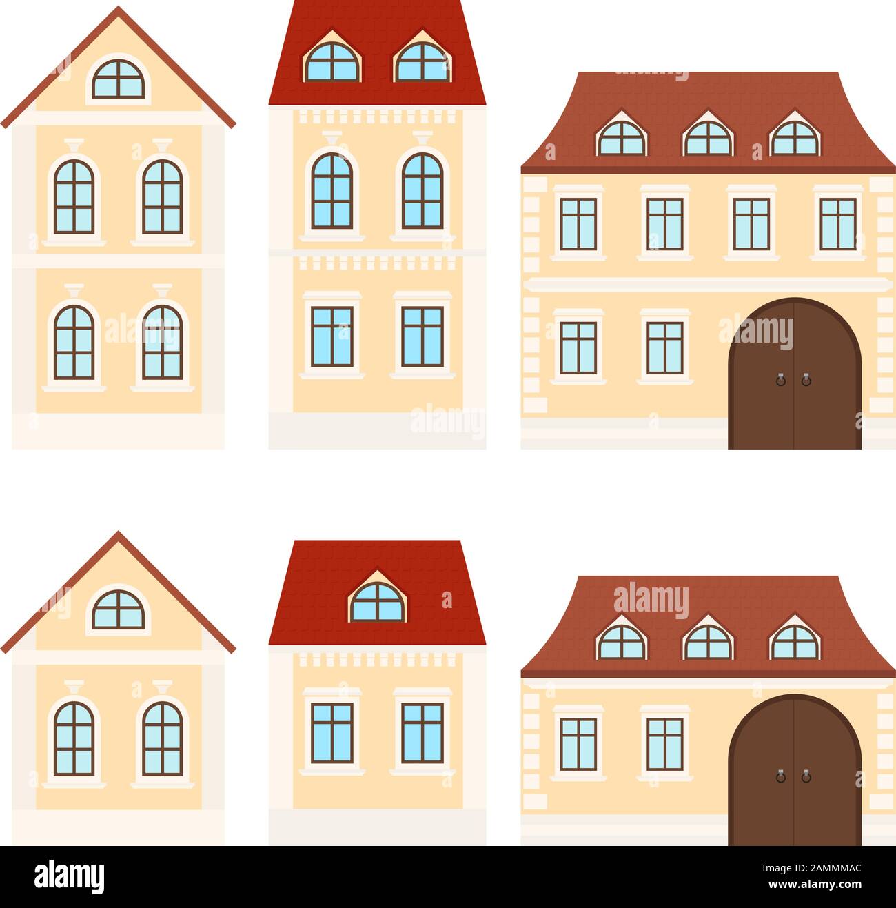 Edifici residenziali. Case beige Illustrazione Vettoriale