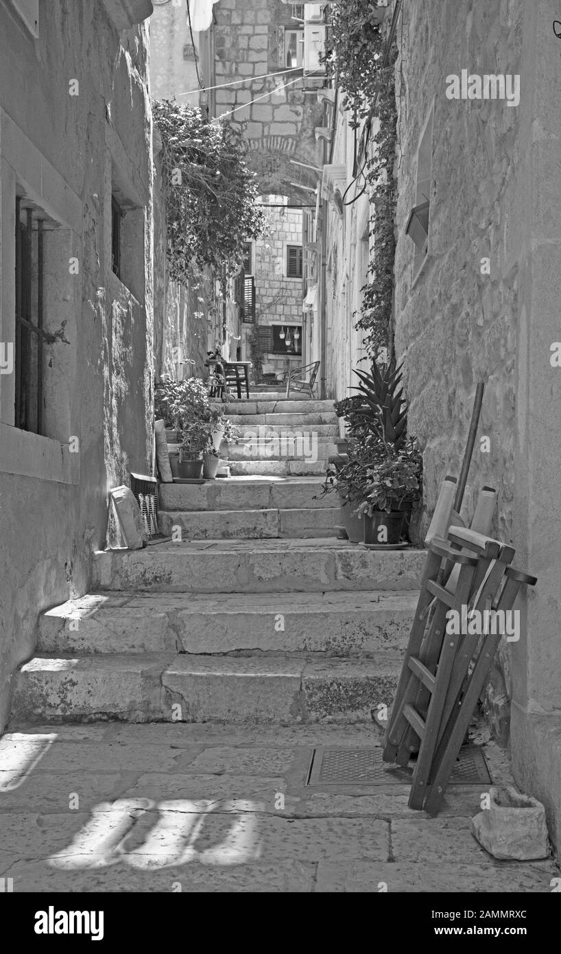 Korcula - l'uno ailse della città vecchia. Foto Stock