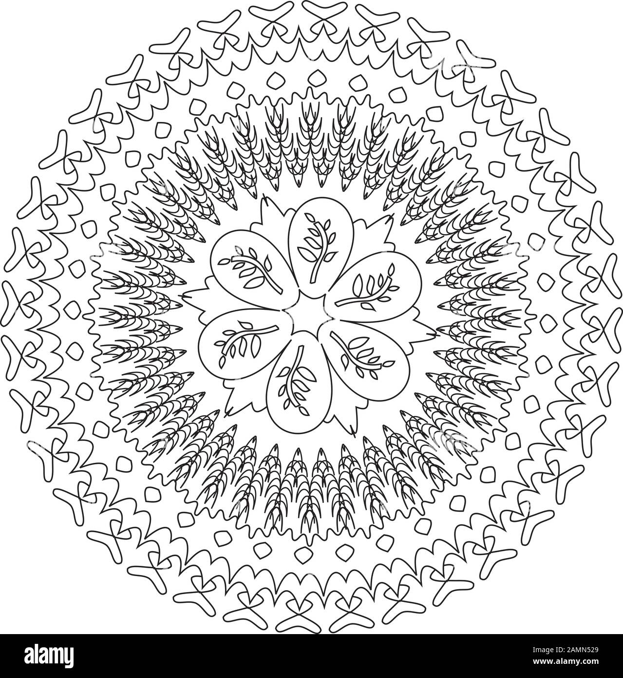 Mandala - Fiore, Natura, Simbolo Del Cerchio Di Energia In Bianco E Nero  Immagine e Vettoriale - Alamy