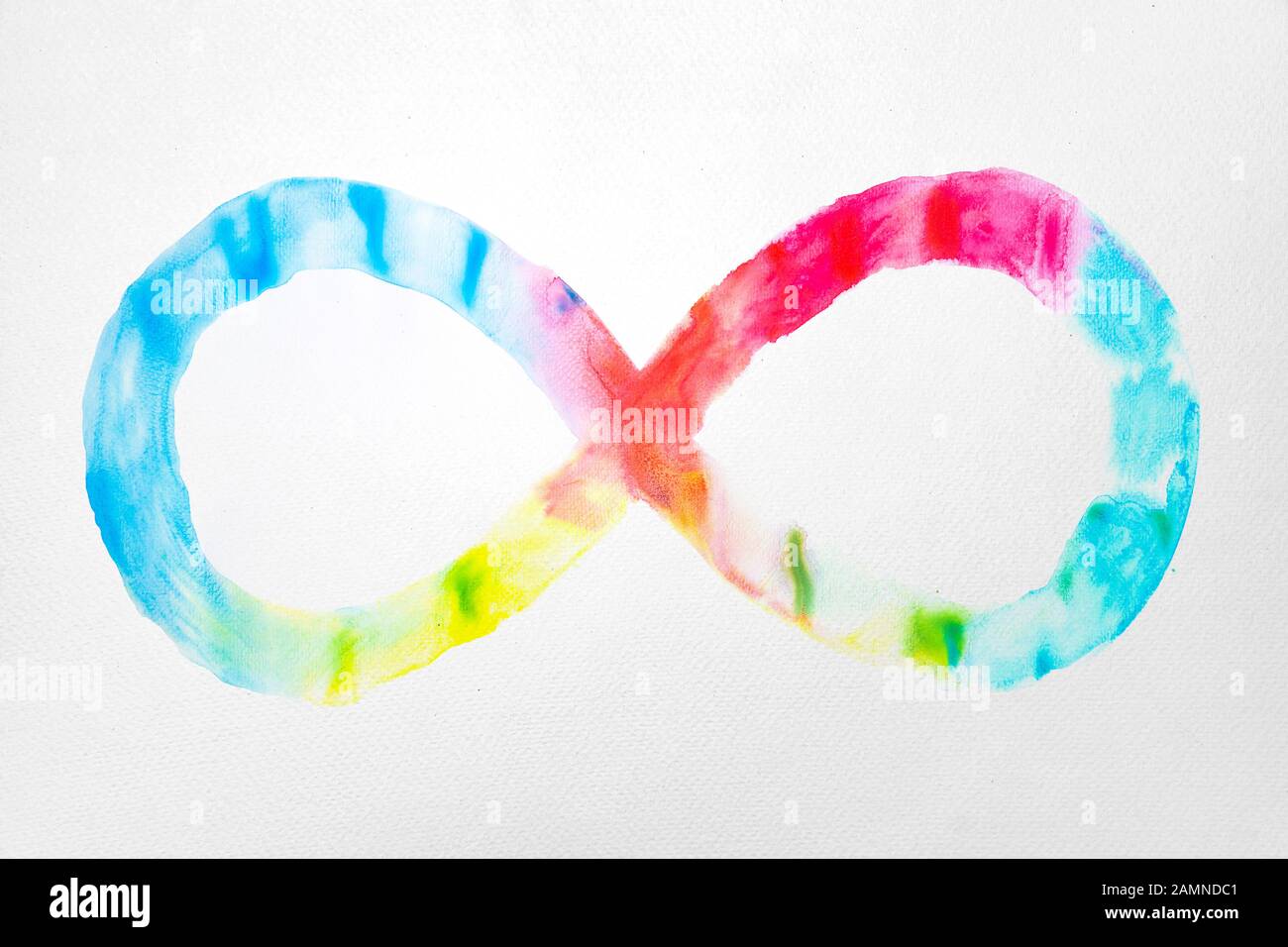 Simbolo infinito con gradiente colore primario acquerello su disegno  texture sfondo carta bianca Foto stock - Alamy