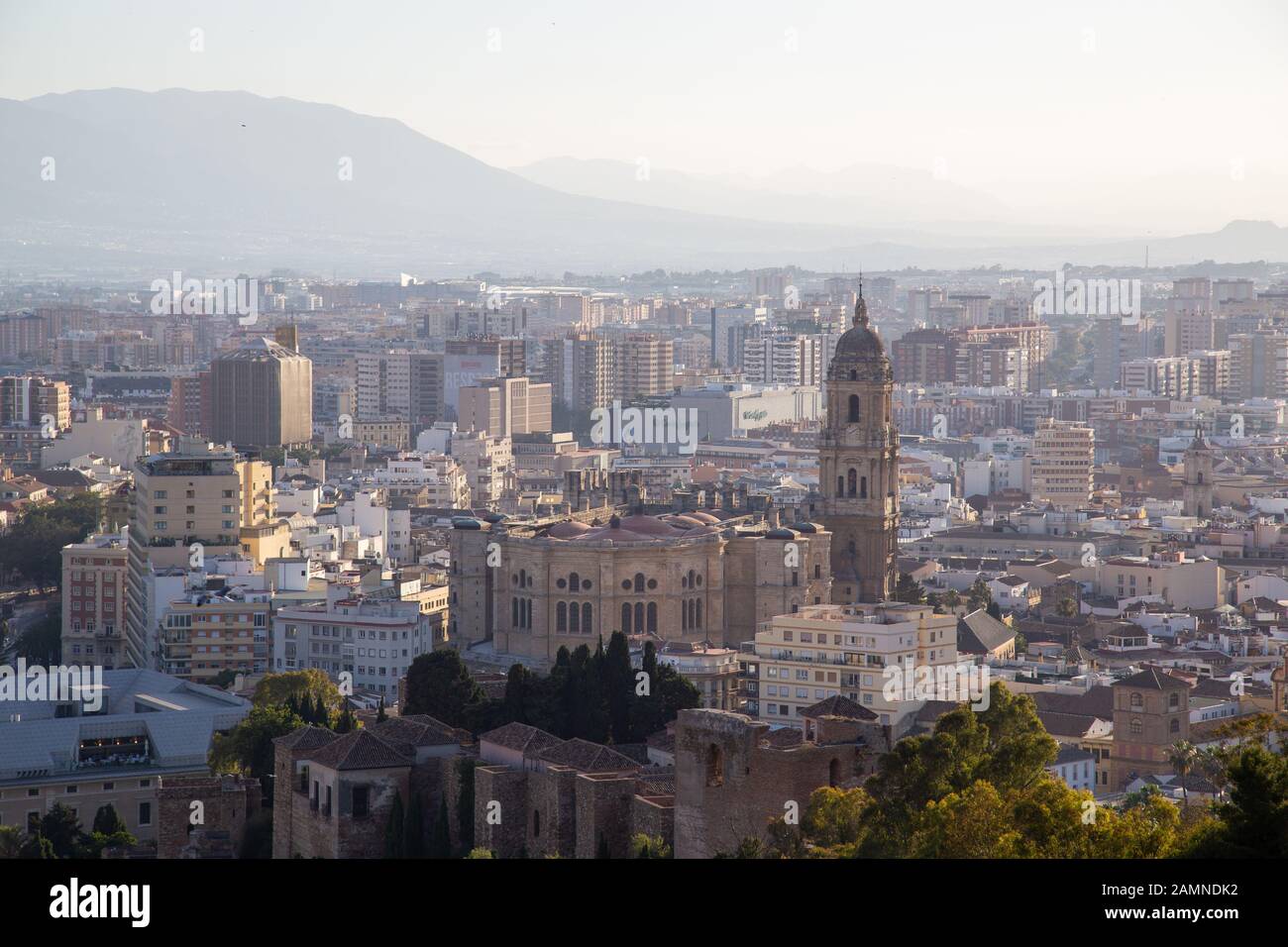 Veduta aerea del centro storico di Malaga, Spagna Foto Stock