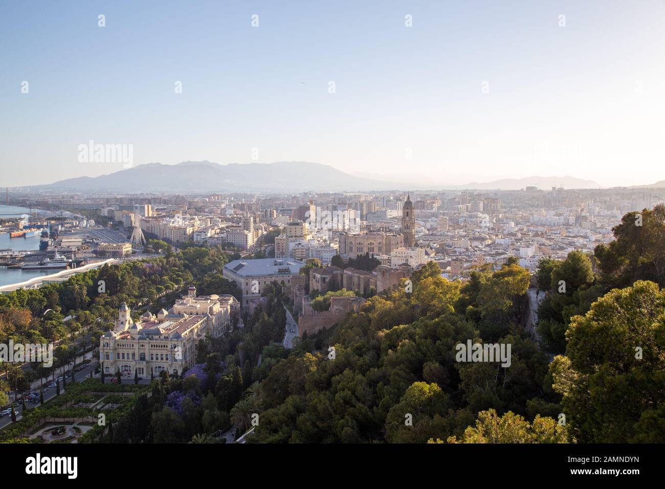 Veduta aerea del centro storico di Malaga, Spagna Foto Stock