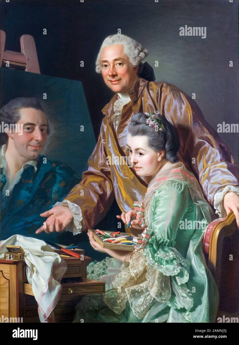 Alexander Roslin, l'artista e Sua Moglie, Marie Suzanne Giroust, dipinto il ritratto di Henrik Wilhelm Peill, pittura, 1767 Foto Stock