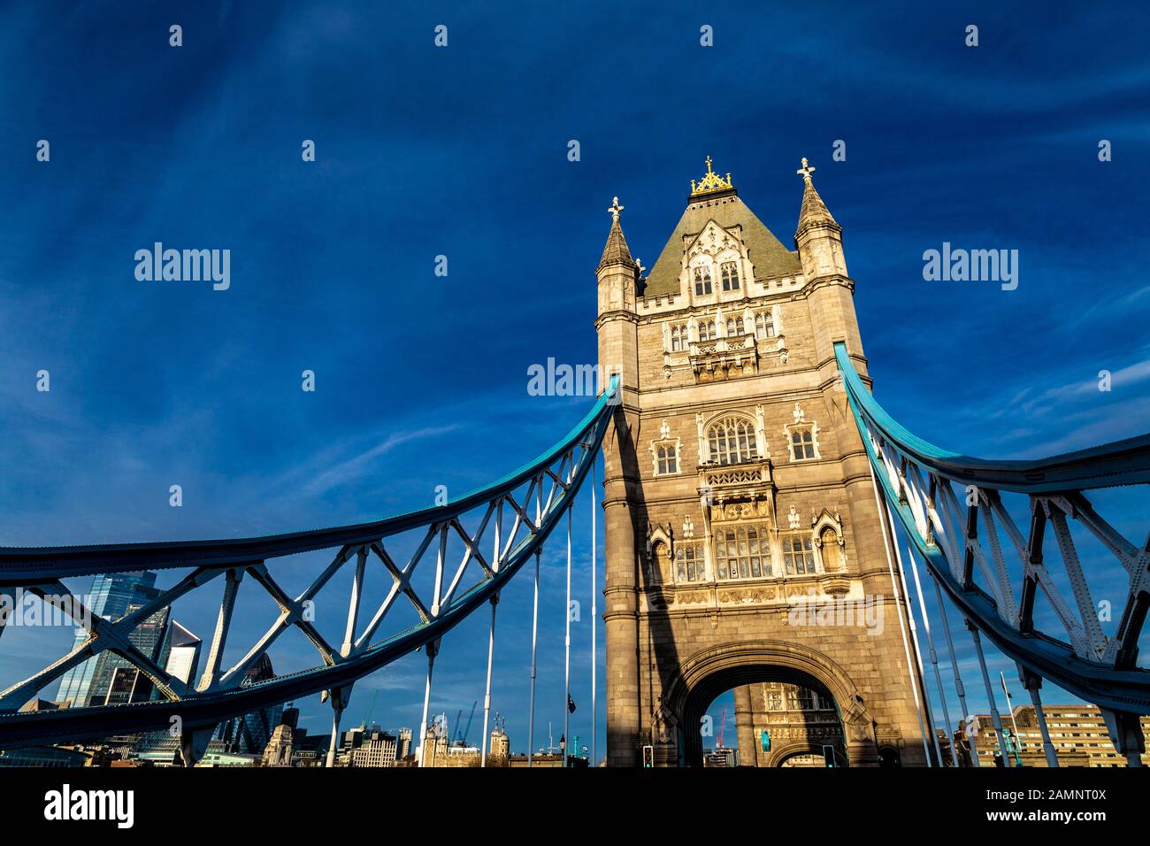Close-up di Tower Bridge, London, Regno Unito Foto Stock