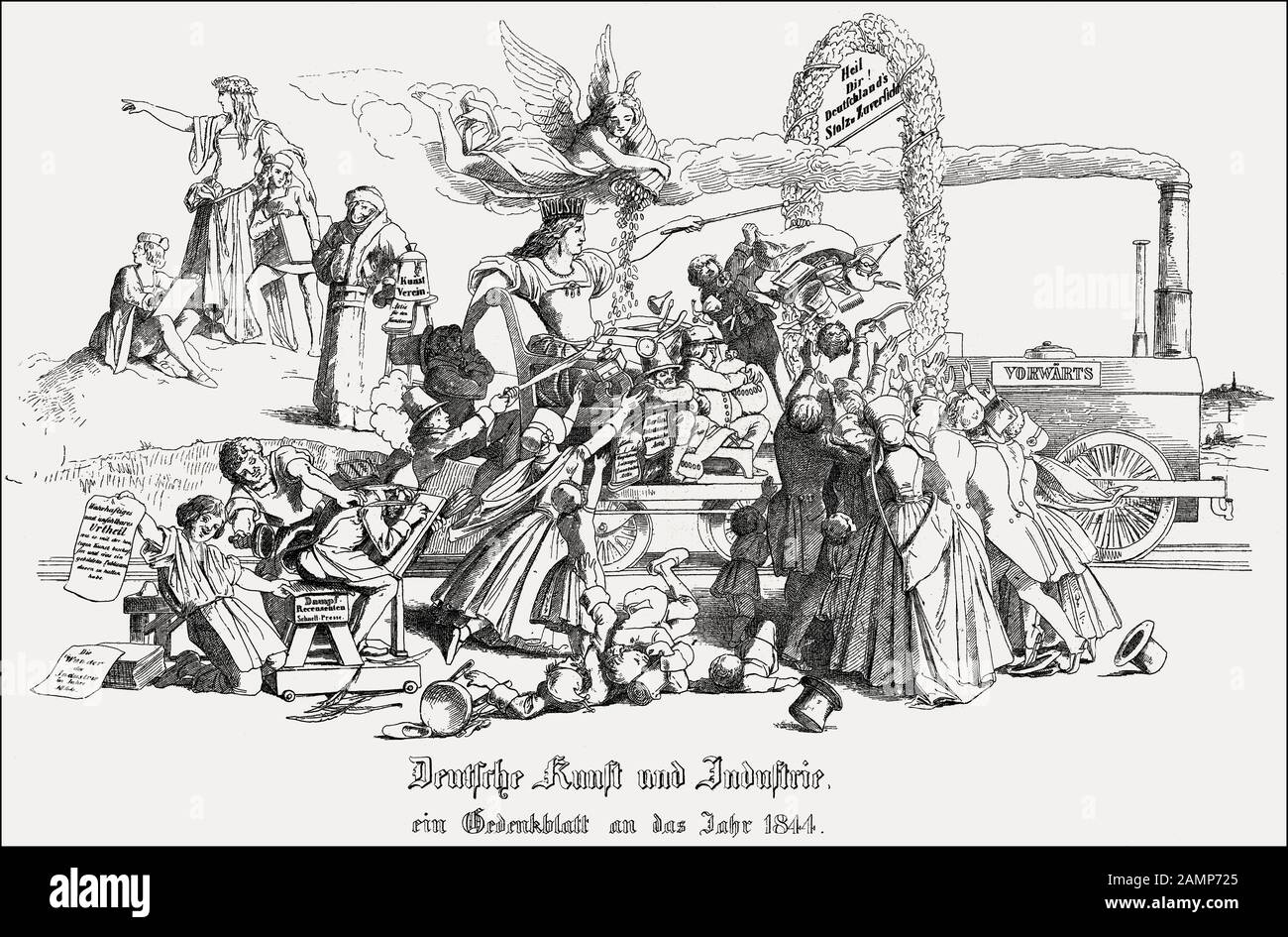 Caricatura sulla Rivoluzione industriale in Europa, 19th secolo Foto Stock