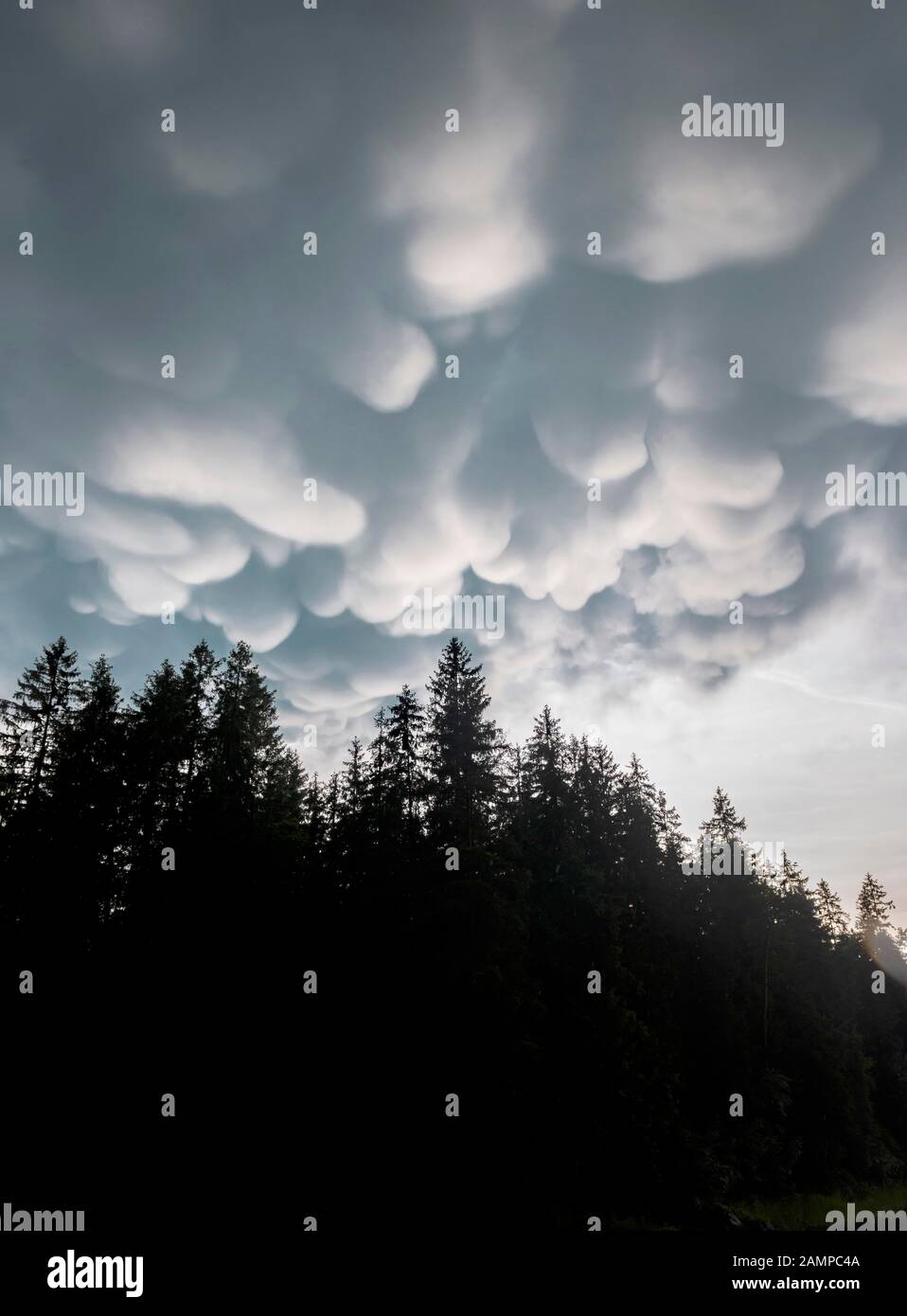 Mammoth nuvole, maltempo, atmosfera drammatica nube, tuoni, vicino Grainau, alta Baviera, Baviera, Germania Foto Stock