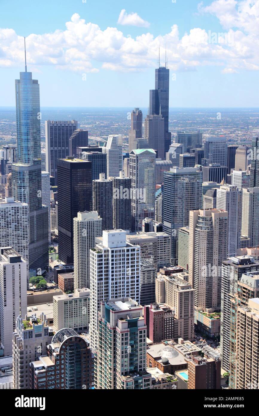 Chicago vista aerea - paesaggio di loop. Stati Uniti area urbana. Foto Stock